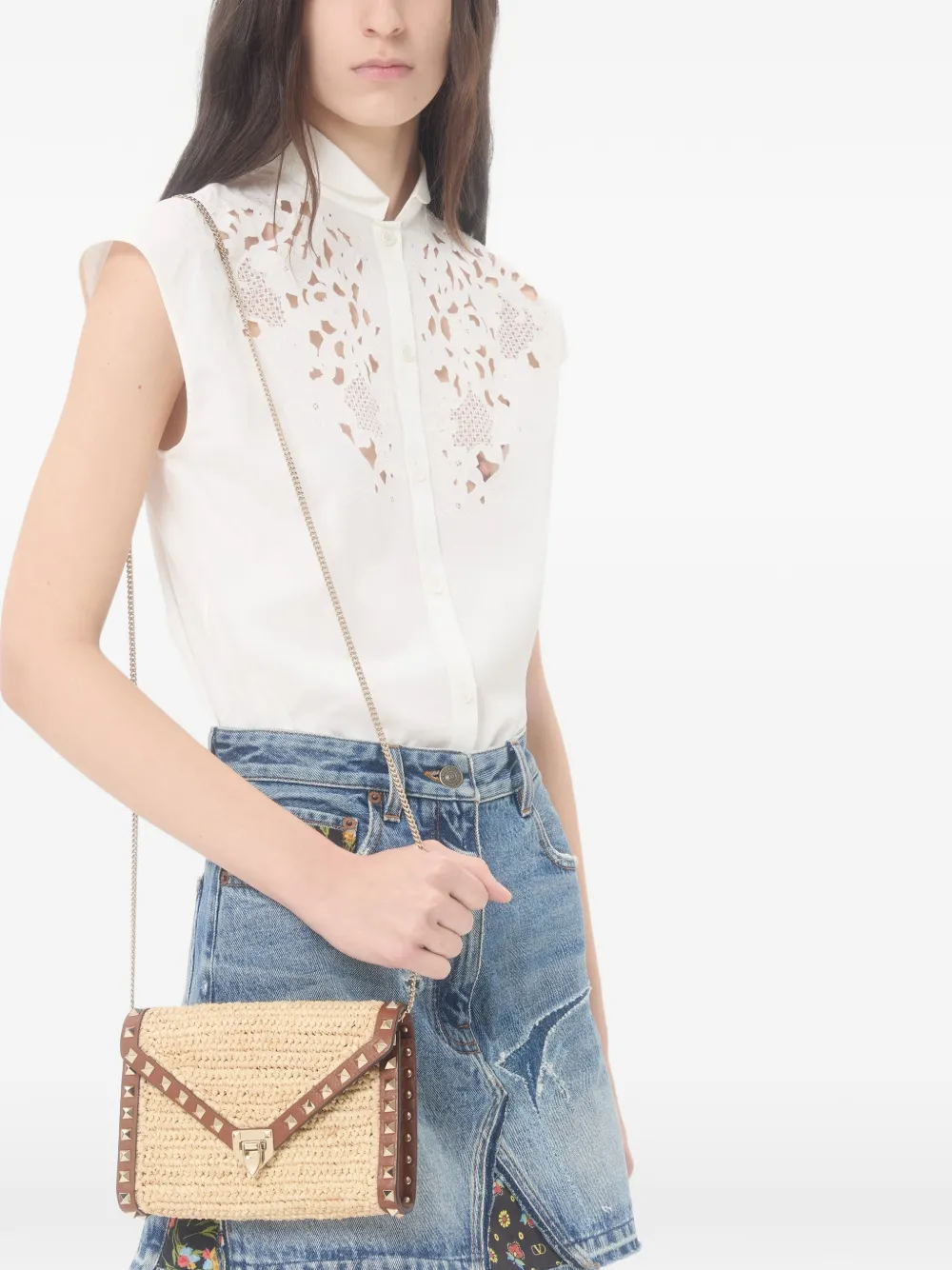 mini rockstud raffia bag