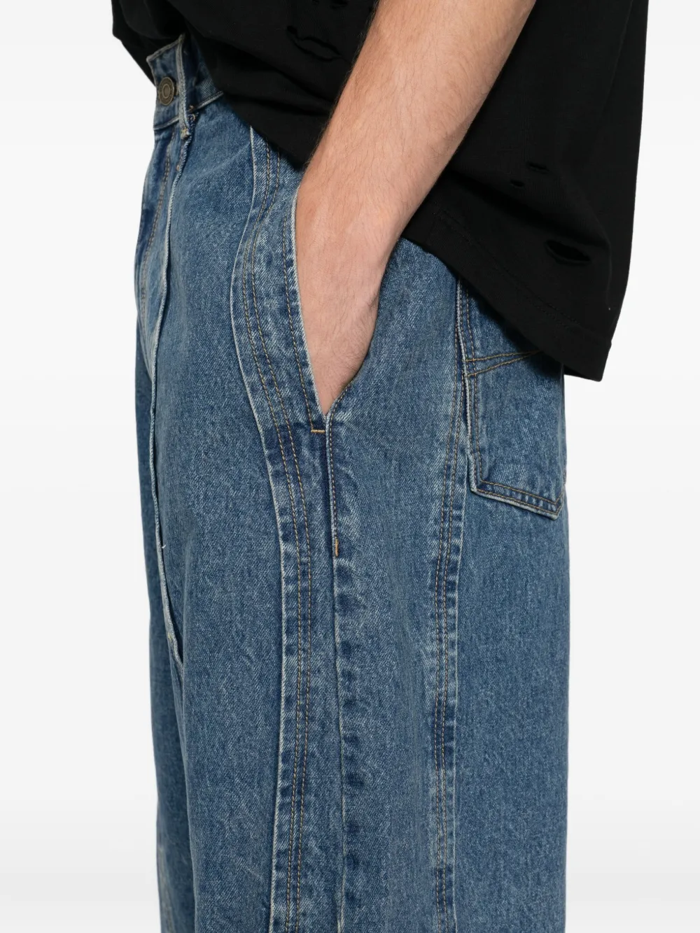 SONGZIO Bias jeans met uitgesneden details Blauw