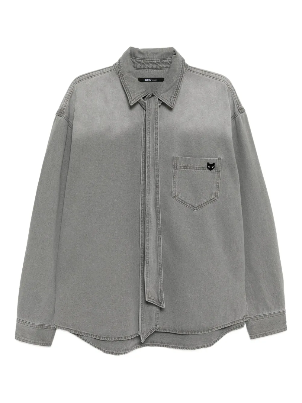 SONGZIO cat-embroidered denim shirt | Grey | Image 1