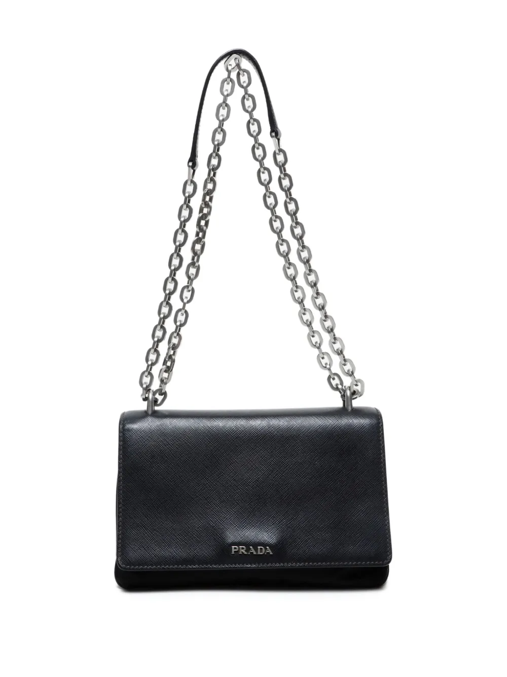 Pre-owned Prada 2000-2020s Medium Leather Shoulder Bag In Black