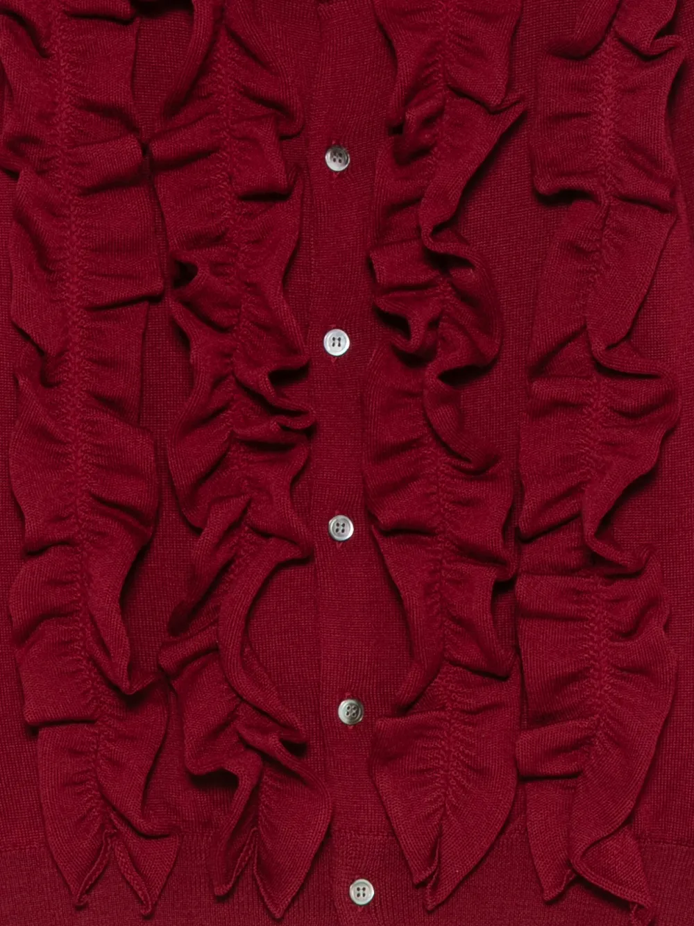 Comme Des Garçons Ruffled Cardigan In Burgundy