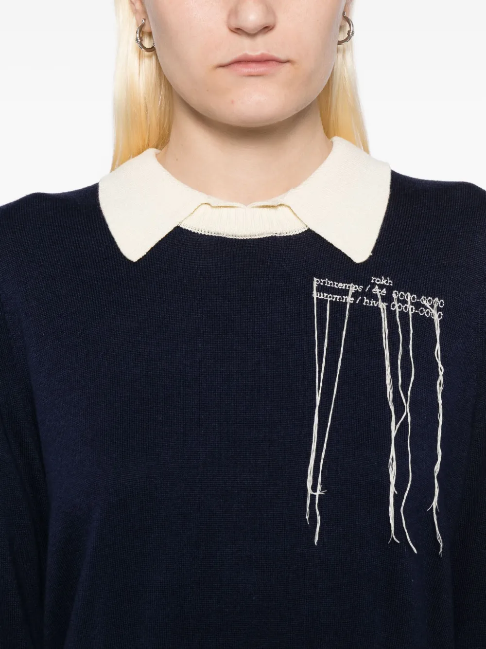 Rokh Top met geborduurd logo Blauw