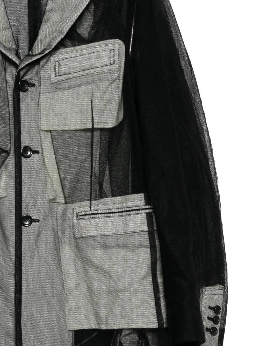 Comme Des Garçons Homme Deux Tulle Cloth Coat In Black
