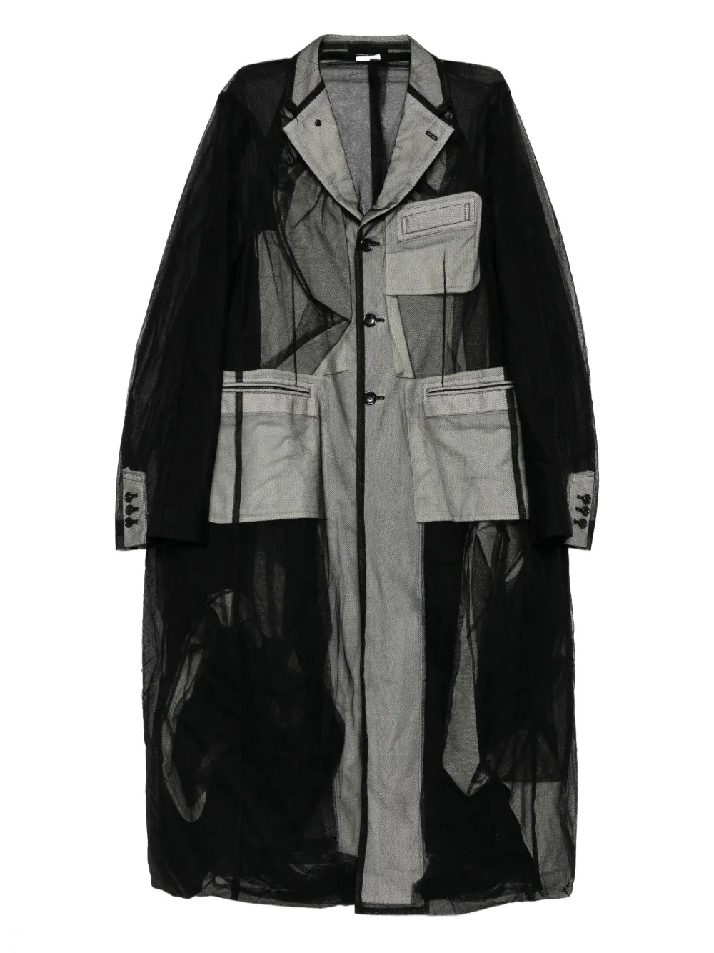 Comme Des Garçons Homme Deux Tulle Cloth Coat In Black