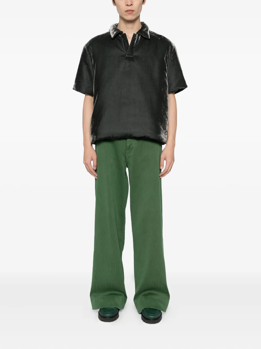 MASU Fluwelen gewatteerd poloshirt - Grijs