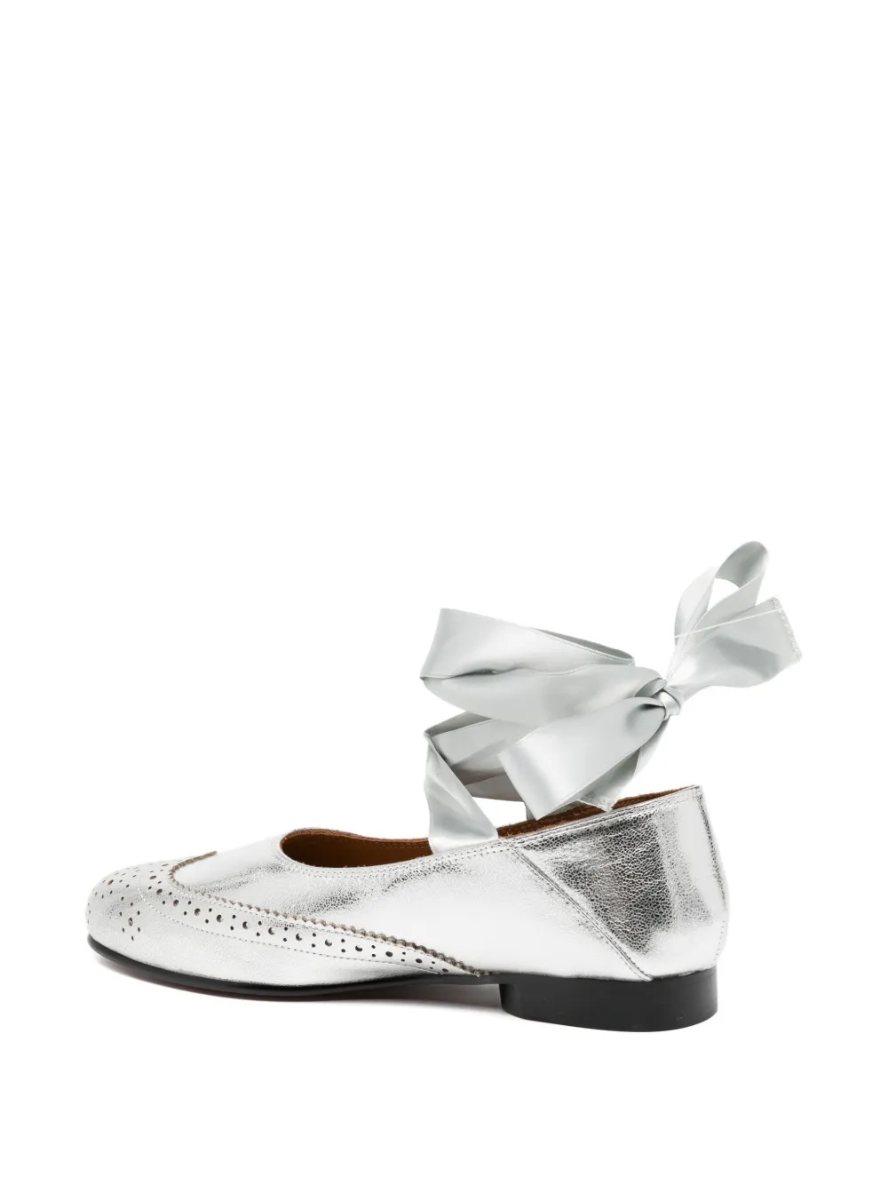 Masu Wing Tip Ballet Shoes In Silver