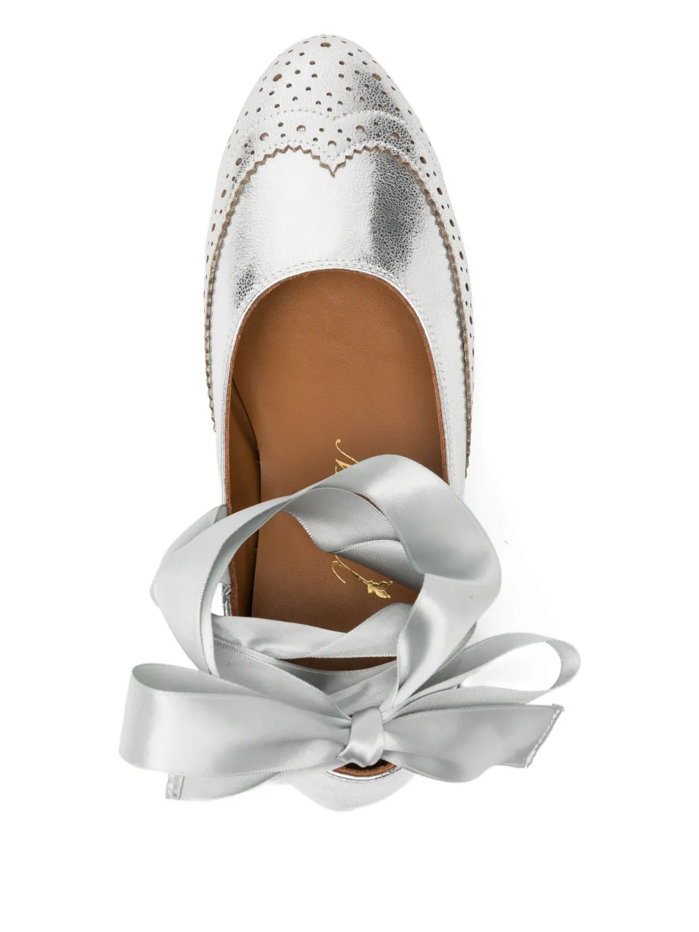 Masu Wing Tip Ballet Shoes In Silver