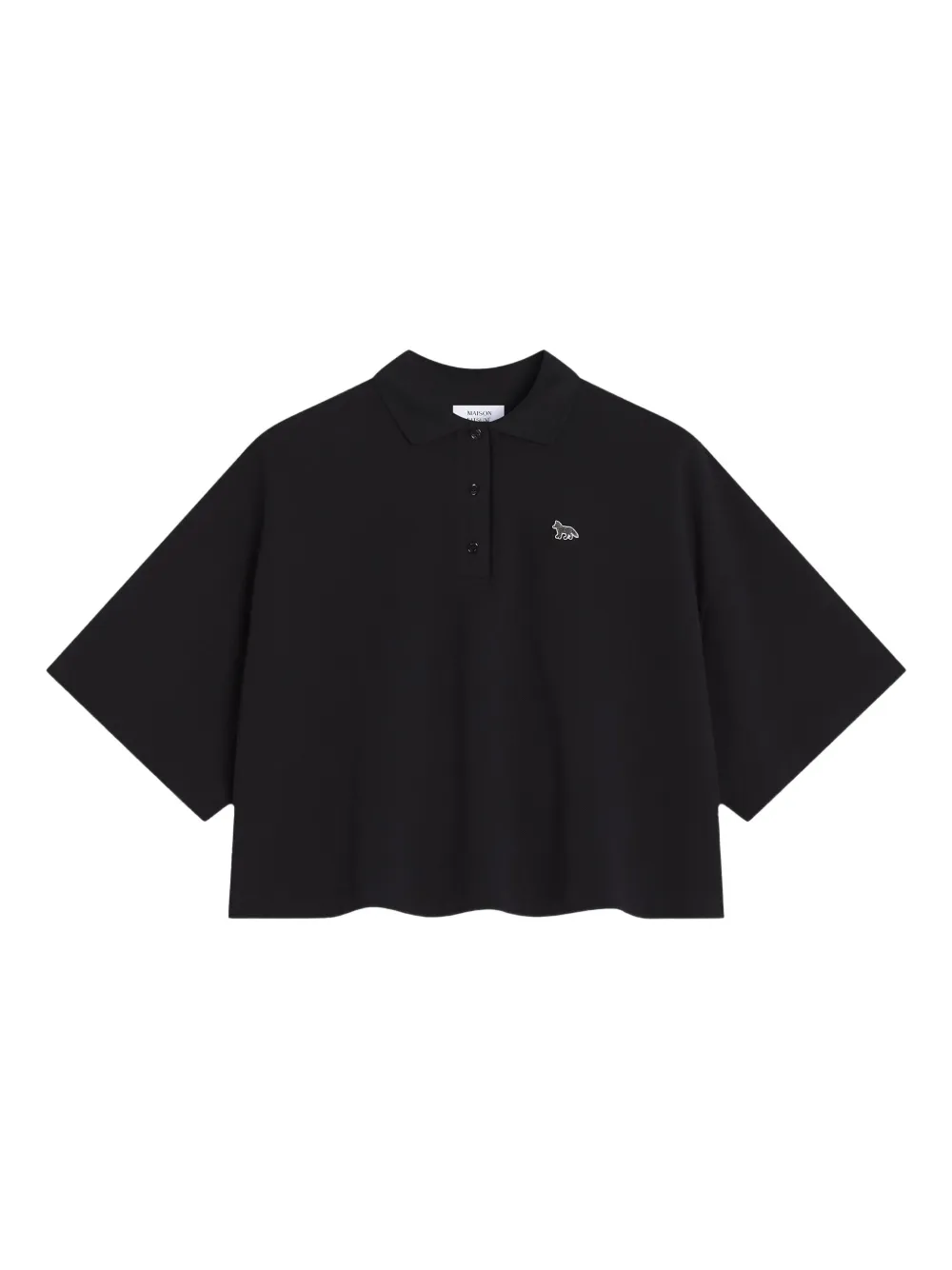 Maison Kitsuné fox-embroidered cropped polo shirt | Black | Image 1