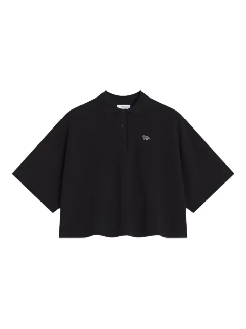 Maison Kitsuné fox-embroidered cropped polo shirt
