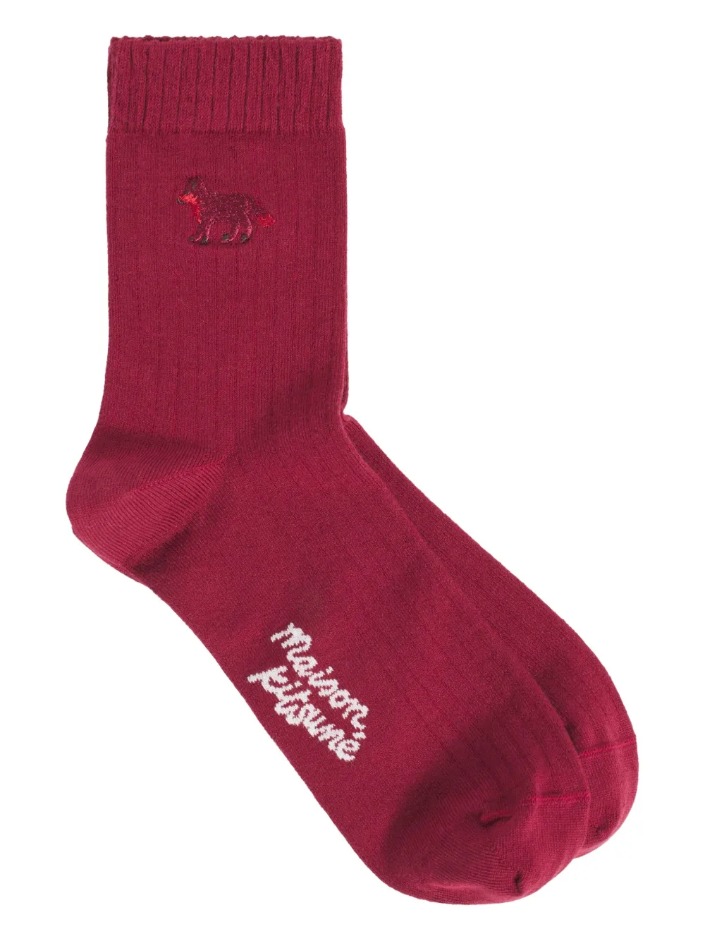Maison Kitsuné Baby Fox embroidered socks | Red | Image 1