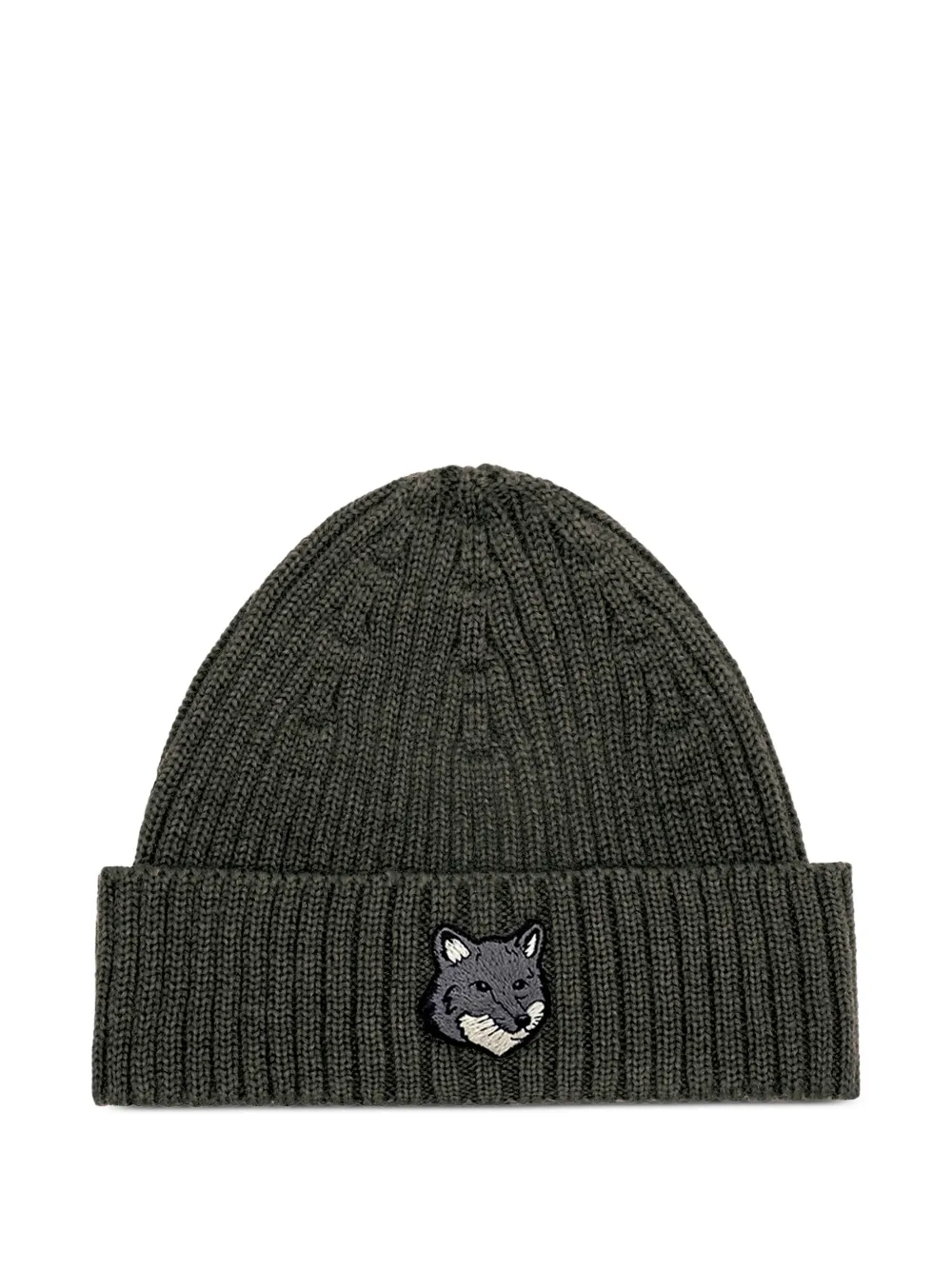 Maison Kitsuné fox-head ribbed beanie | Green | Image 1