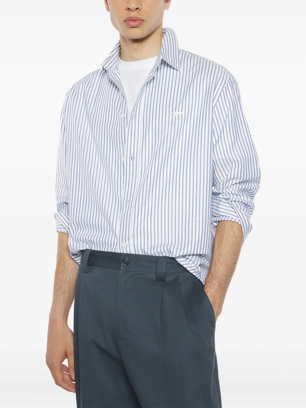 Maison Kitsuné Gestreept overhemd Blauw