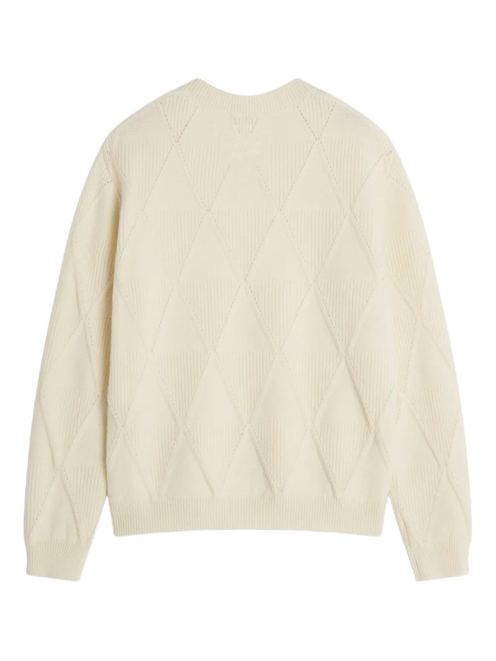 Maison Kitsuné Textured Wool Argyle Jumper In White