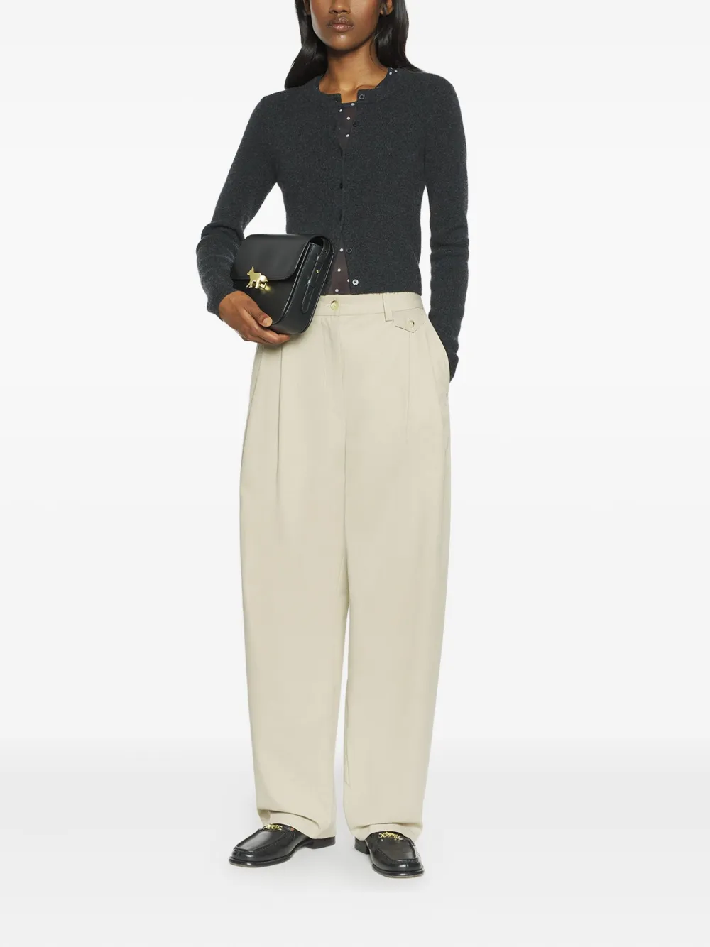 Maison Kitsuné Broek met geplooide zak - Beige