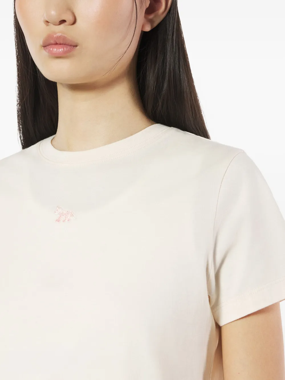 Maison Kitsuné T-shirt met borduurwerk Beige