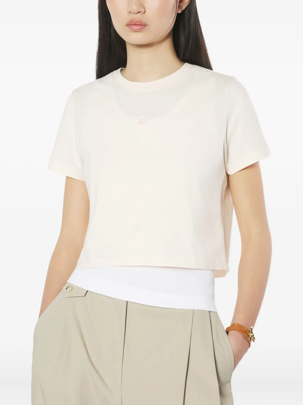 Maison Kitsuné T-shirt met borduurwerk Beige