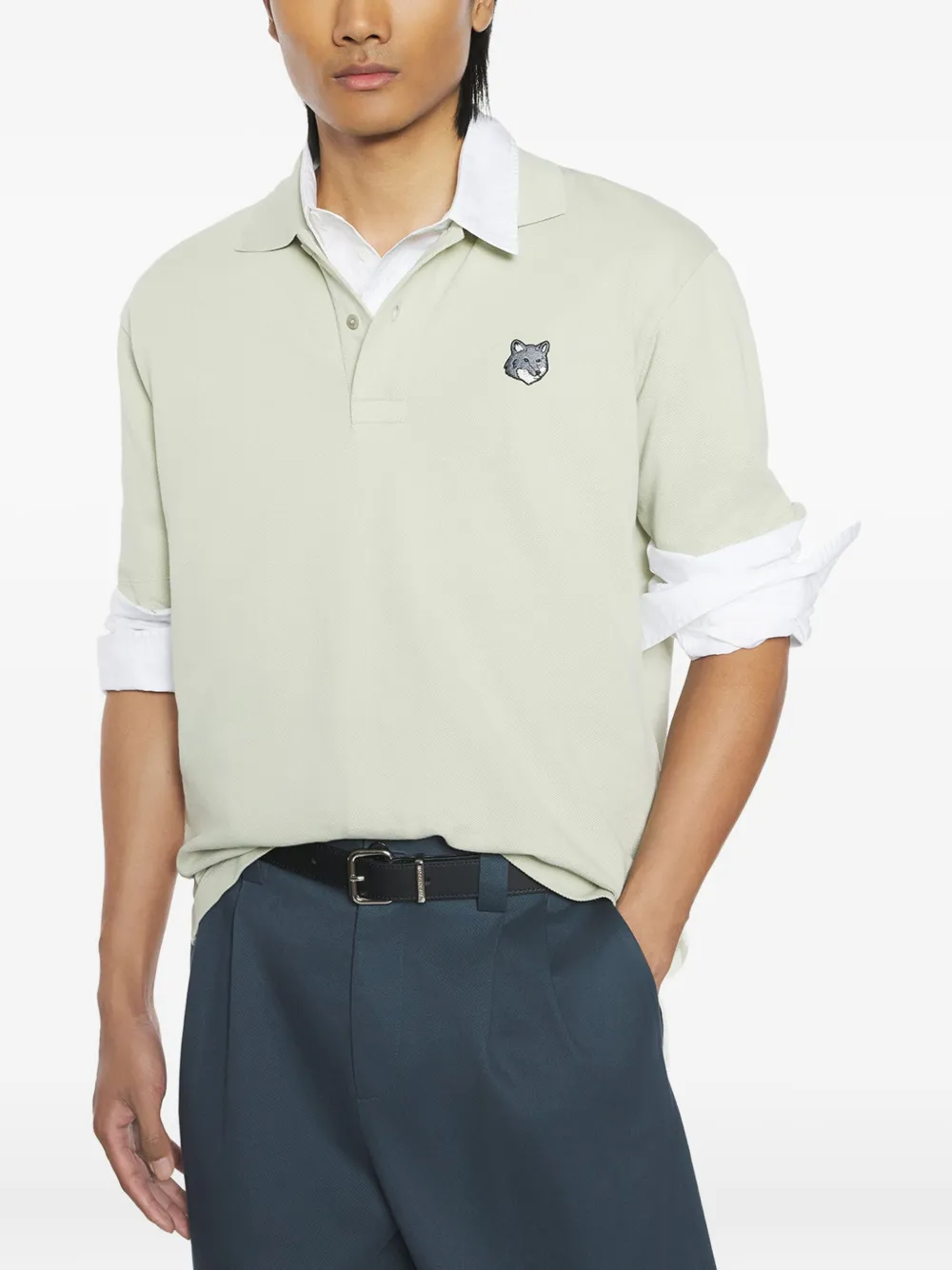 Maison Kitsuné Poloshirt met geborduurde vossenkop Groen