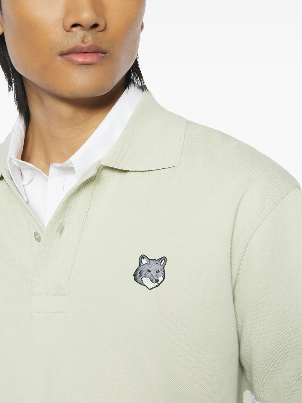 Maison Kitsuné Poloshirt met geborduurde vossenkop Groen