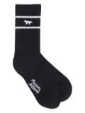 Maison Kitsuné Profile Fox-embroidered striped socks - Black