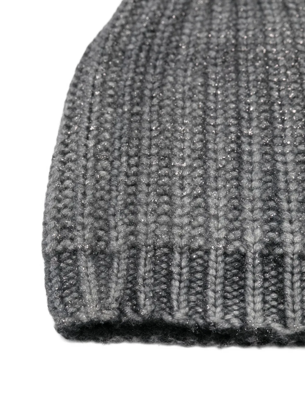Avant Toi Metallic-threading Ribbed Beanie In Gray