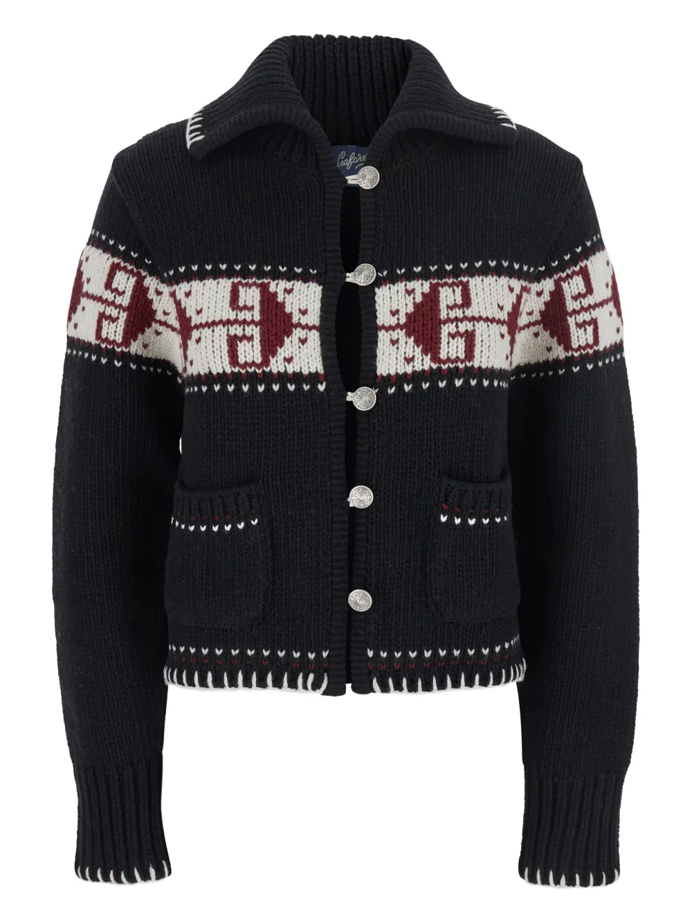 Seafarer fairisle button-down cardigan | Black | Image 1