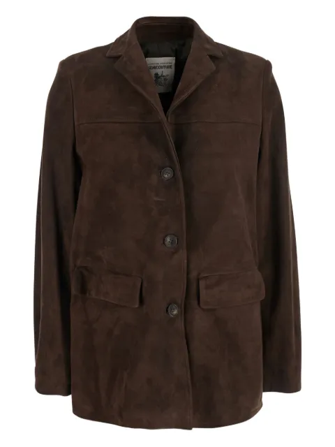 Semicouture suede button-fastening jacket