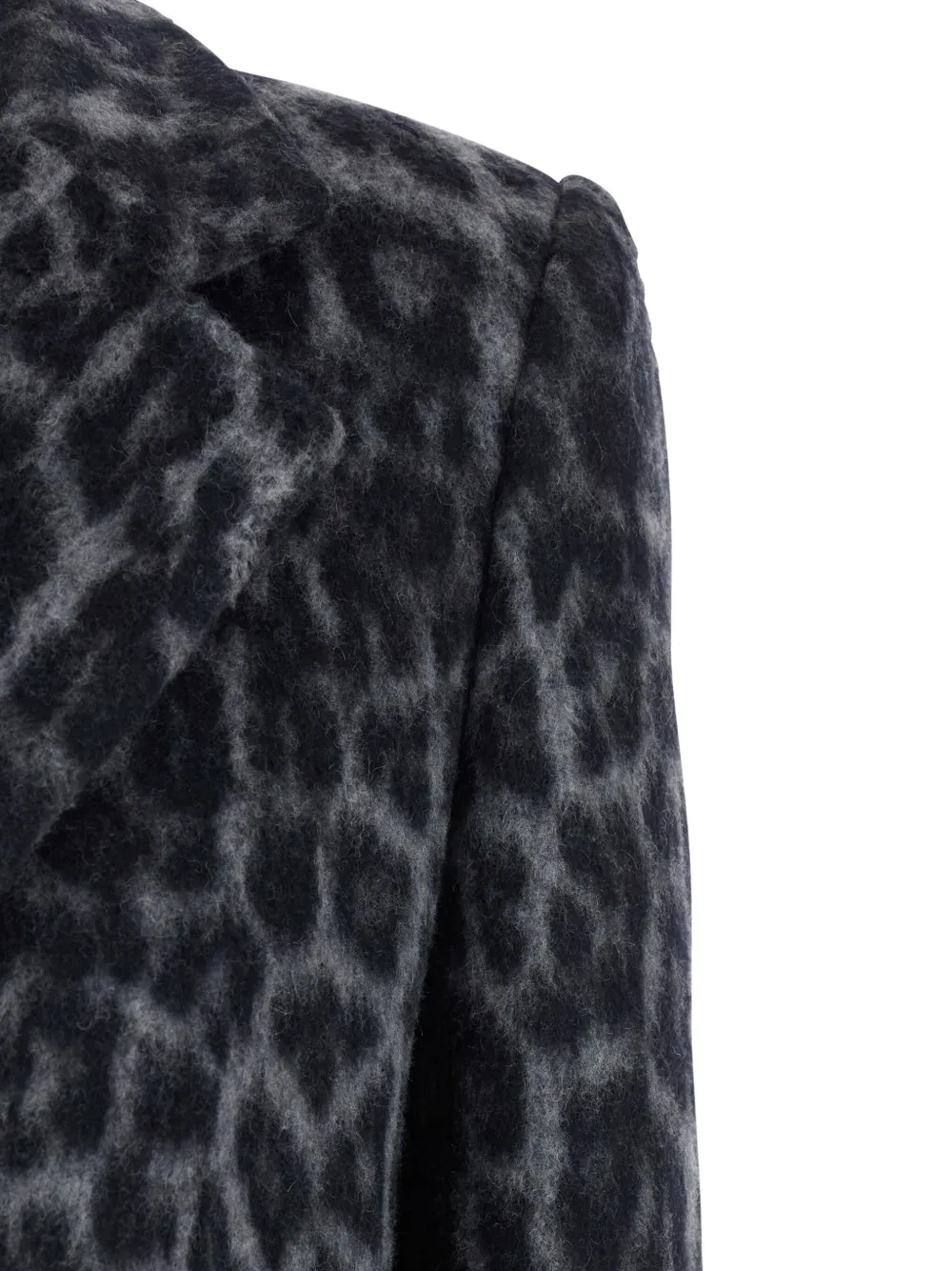 Federica Tosi Grey Coat With All-over Animal Print In Wool Woman In Gray