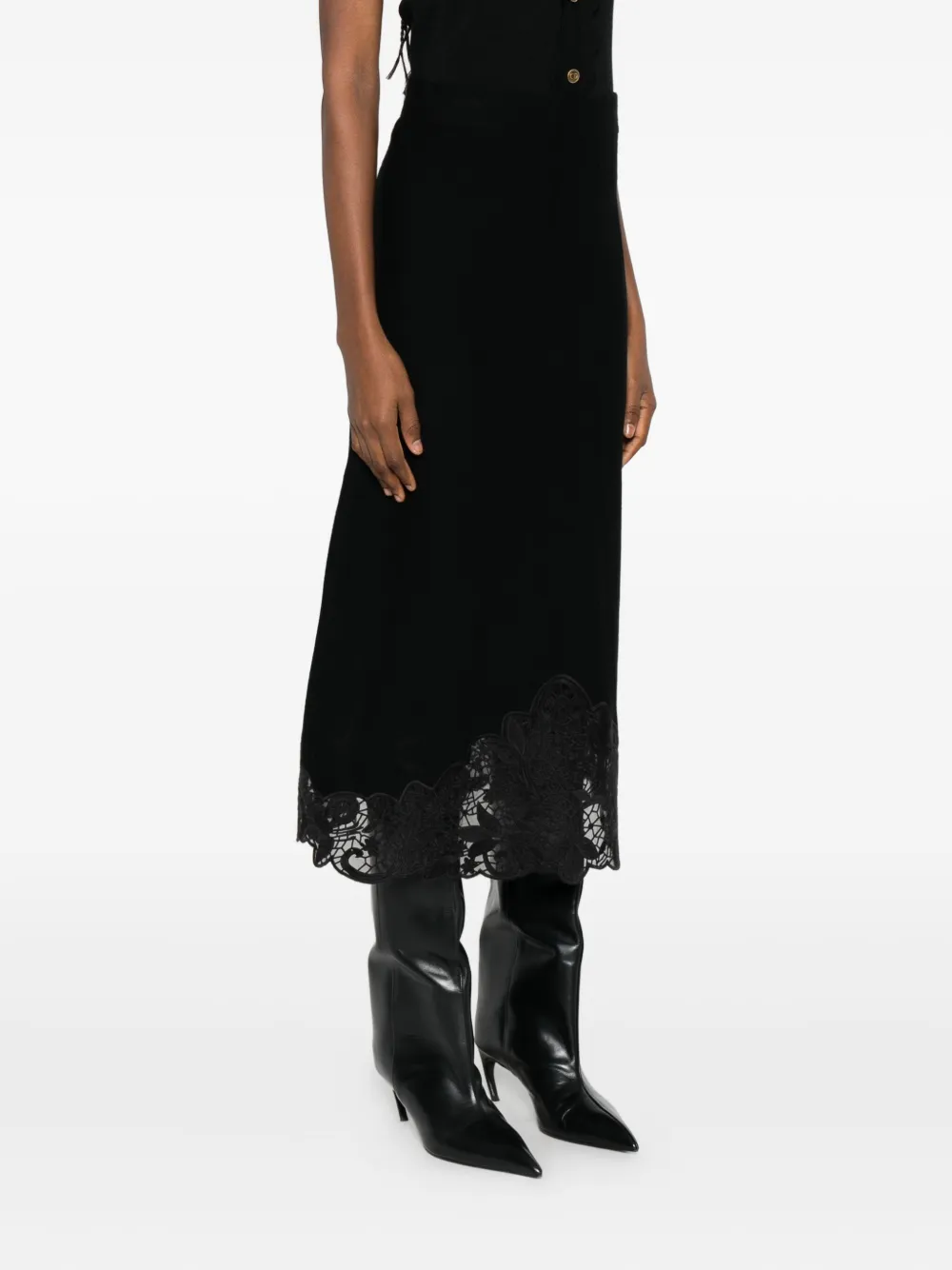 TWINSET Midi-rok met kant Zwart