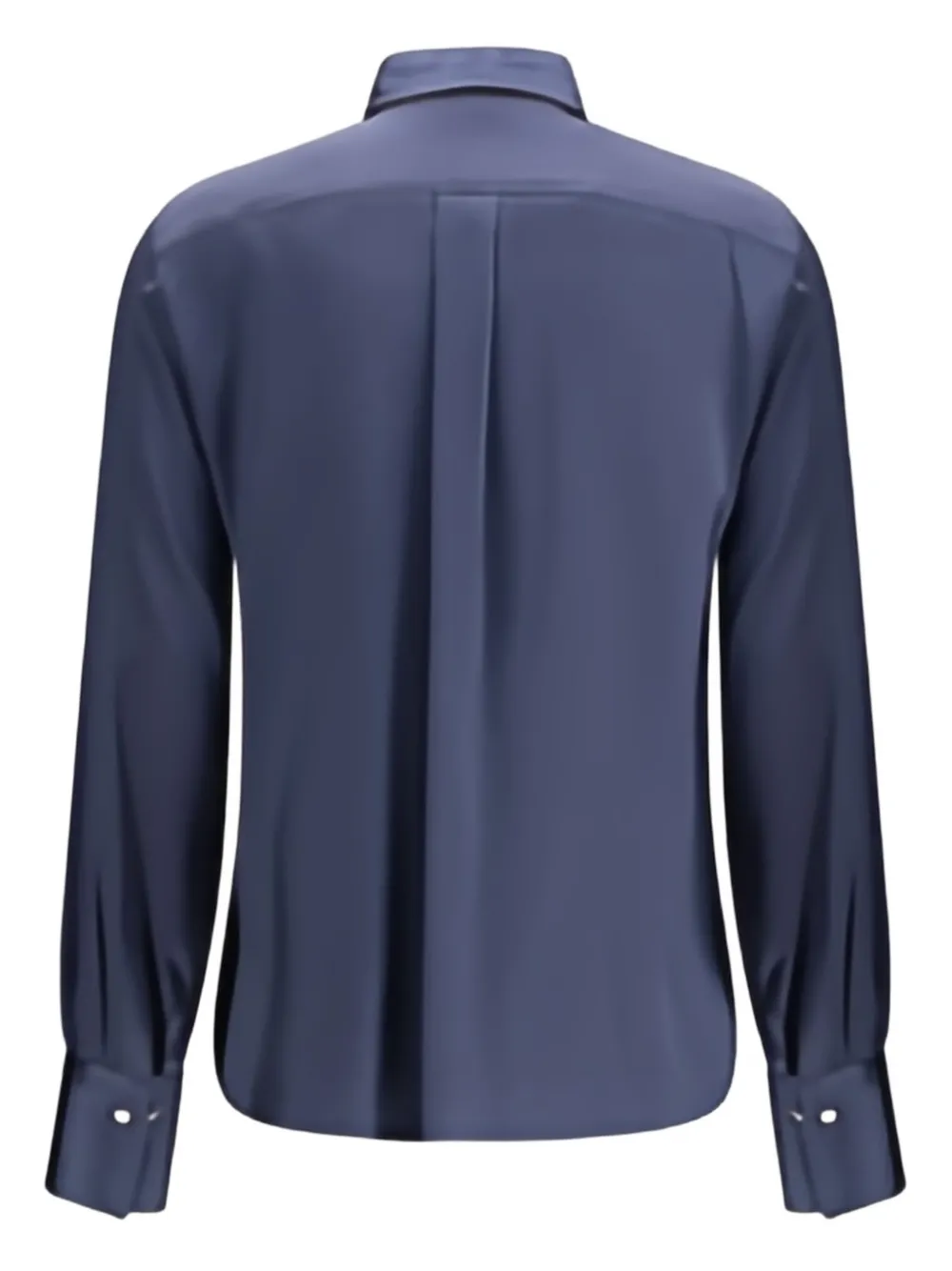 Brunello Cucinelli Long-sleeve Silk Shirt In Blue