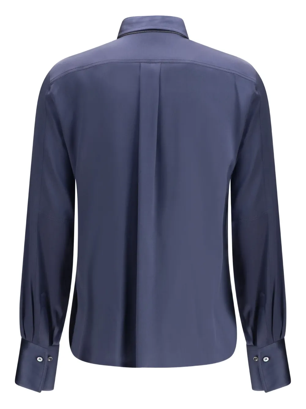 Brunello Cucinelli Long-sleeve Silk Shirt In Blue