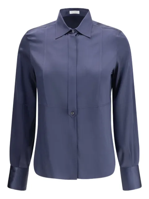 Brunello Cucinelli camisa de seda manga larga