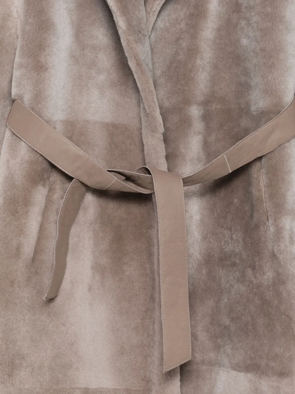 Manzoni 24 Belted Shearling Coat In Brown