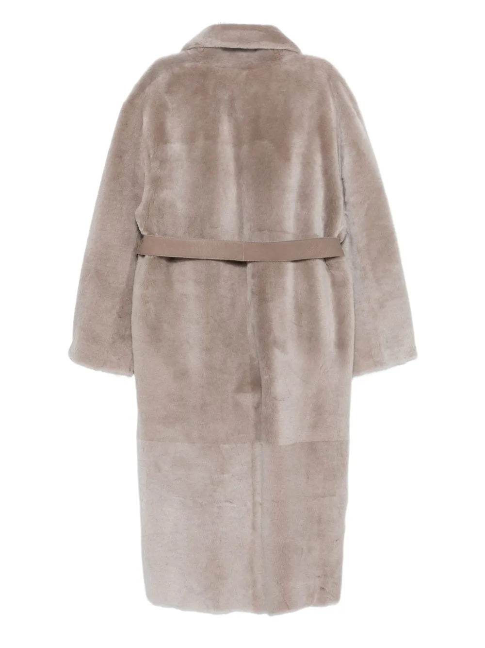 Manzoni 24 Belted Shearling Coat In Brown