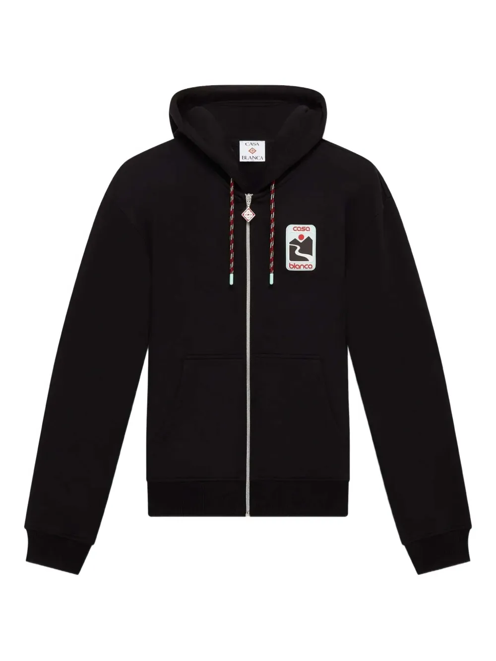 Casablanca logo-patch zip-up hoodie - ブラック Casablanca logo-patch zip-up hoodie - ブラック