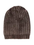 Avant Toi ribbed metallic-threading beanie - Brown