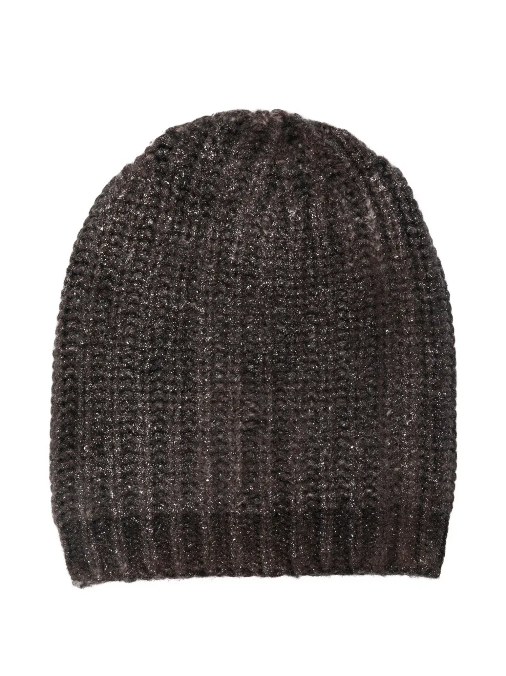 Avant Toi Ribgebreide muts met glitterdetail - Bruin