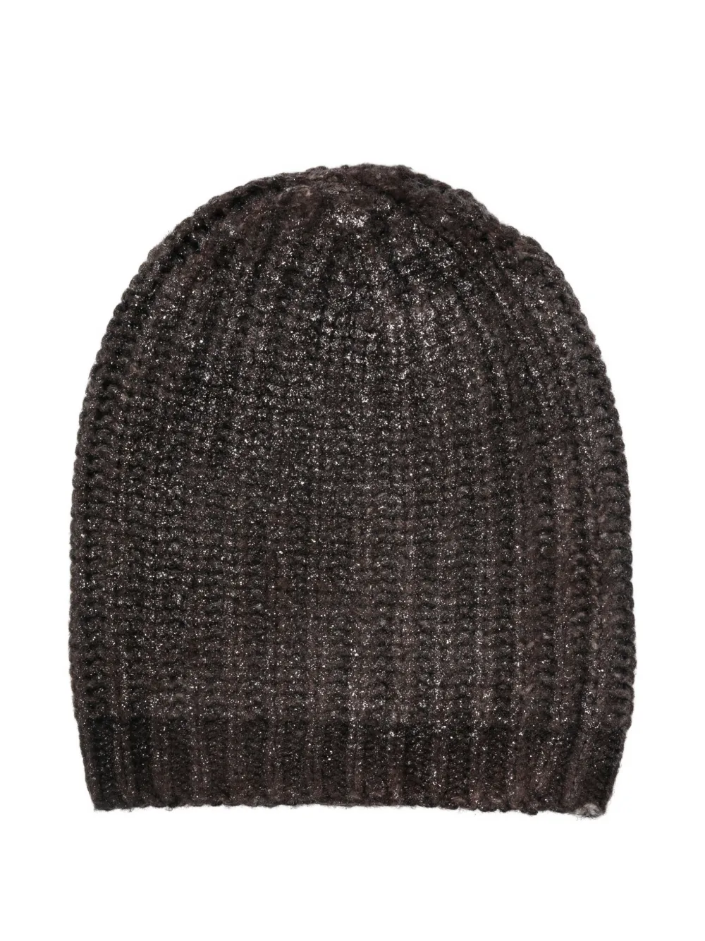 Avant Toi glitter-detail ribbed-knit beanie | Brown | Image 1