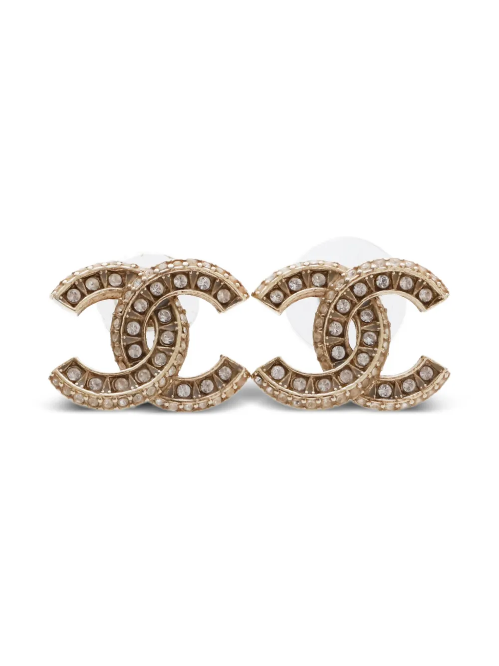 CHANEL Pre-Owned 2017 ココマーク ラインストーン ピアス - ゴールドトーン