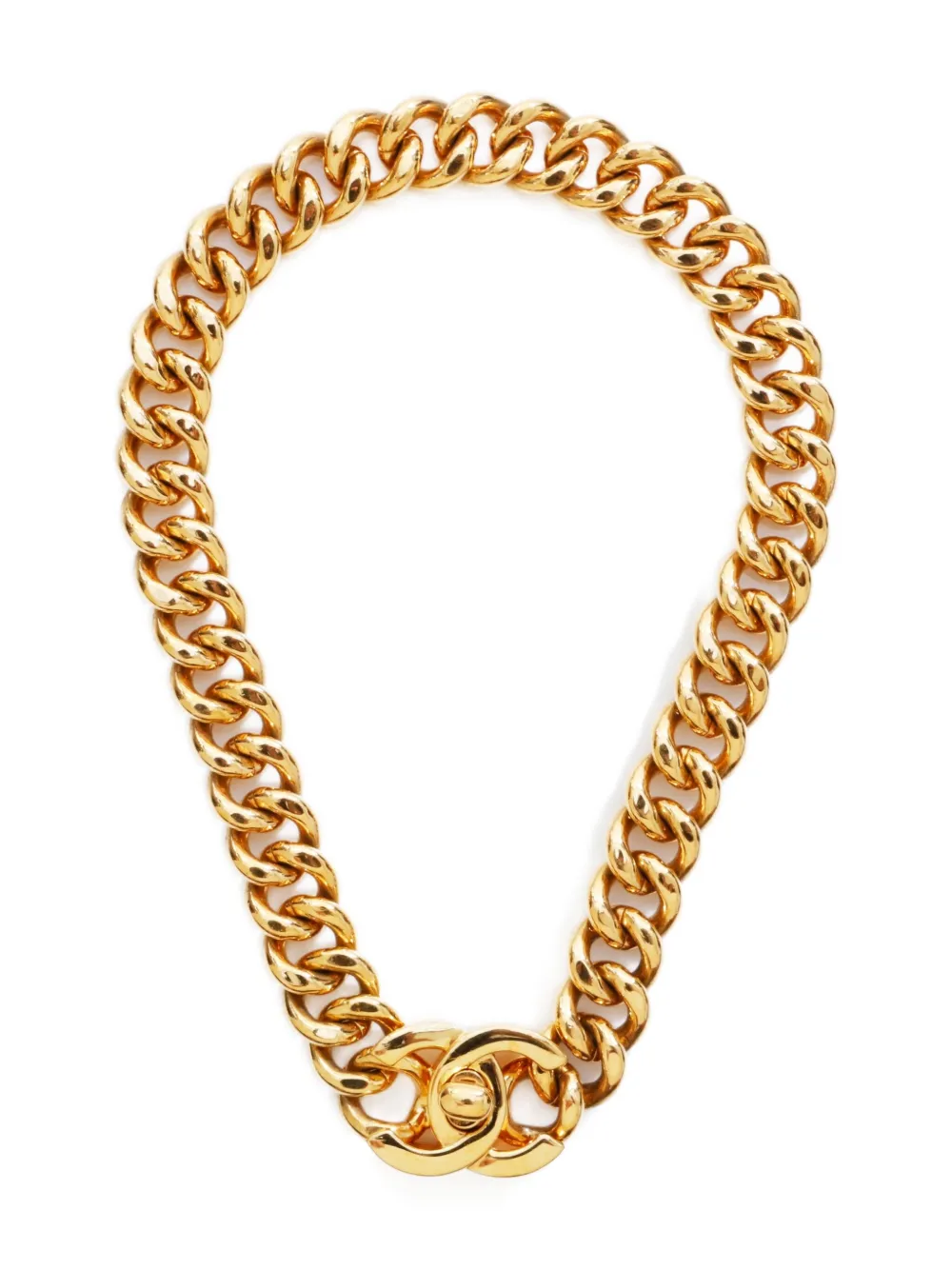 Pre-owned Chanel 1995 Cc Mark Chain Choker In Gold