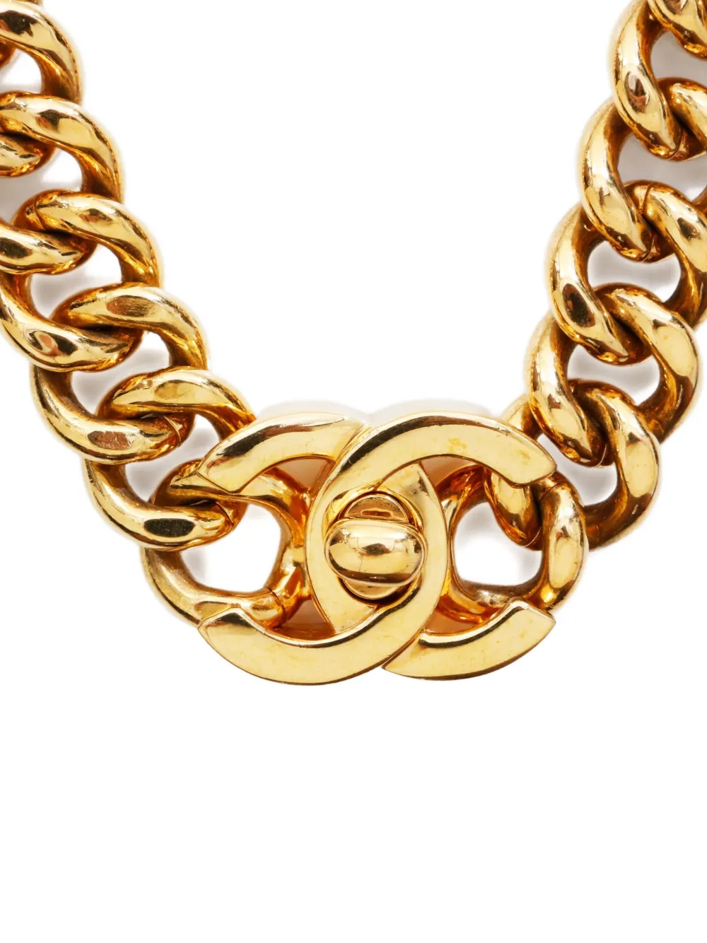 Pre-owned Chanel 1995 Cc Mark Chain Choker In Gold