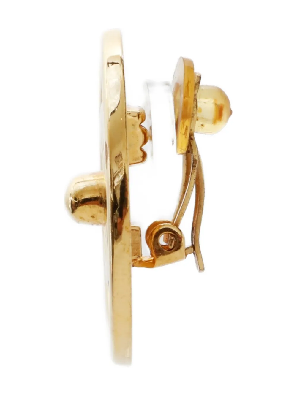 Pre-owned Chanel 1997 Cc Mark Turn Lock Clip-on Earrings In Gold