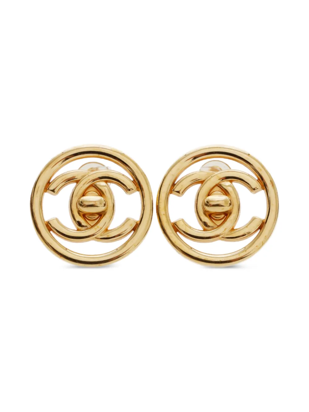 CHANEL Pre-Owned 1997 CC Mark turn lock clip-on earrings | Gold | Image 1
