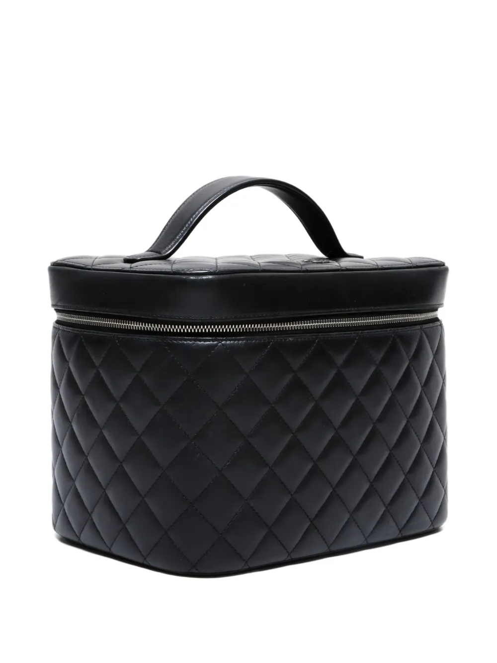 Pre-owned Chanel 2015-2016 Quilted Vanity Tote Bag In Black