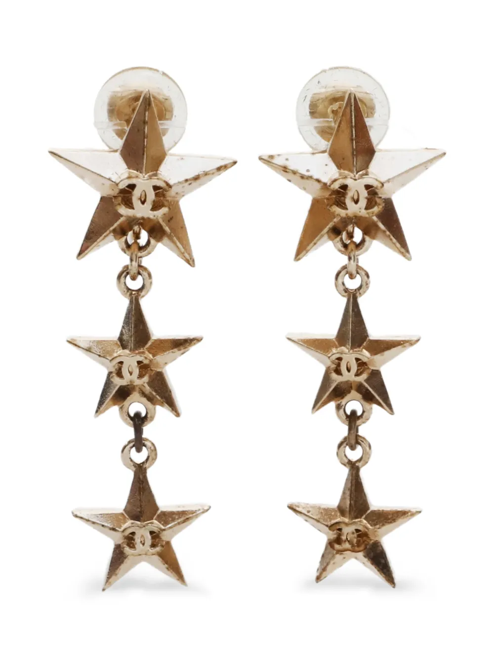 CHANEL Pre-Owned 2017 star-shaped clip-on earrings - ゴールドトーン CHANEL Pre-Owned 2017 star-shaped clip-on earrings - ゴールドトーン