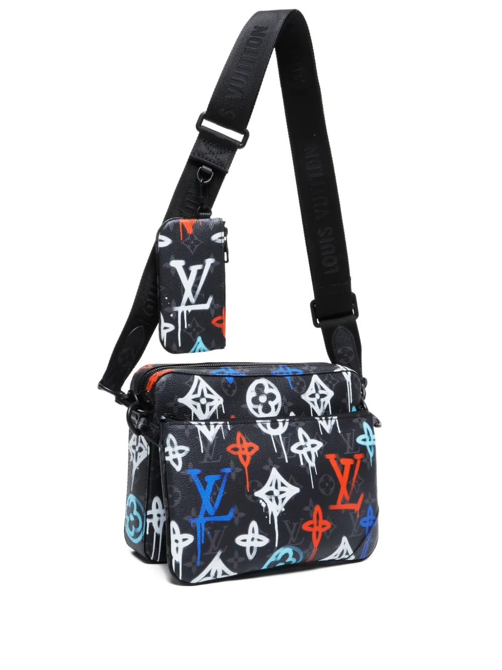 Louis Vuitton Pre-Owned 2021 Graffiti Monogram Messenger Bag | Black | Image 1