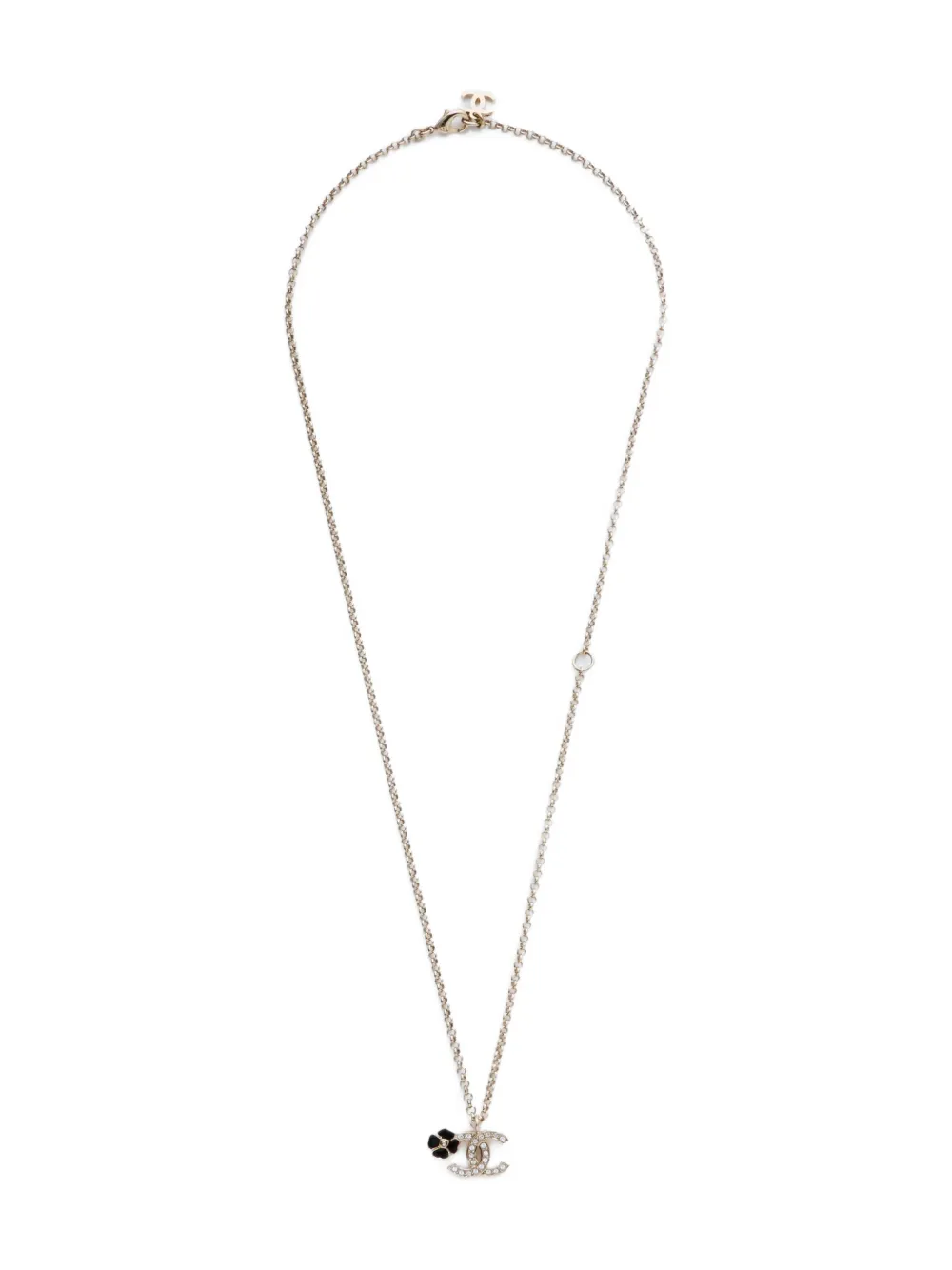 Pre-owned Chanel 2025 Cc Mark Flower Necklace In Gold