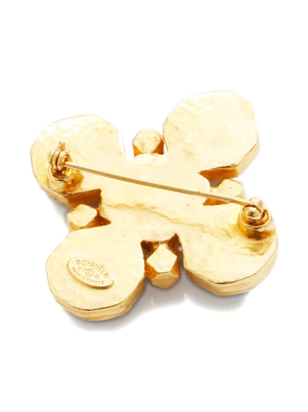 Pre-owned Chanel 1997 Cc Logo Brooch In Gold