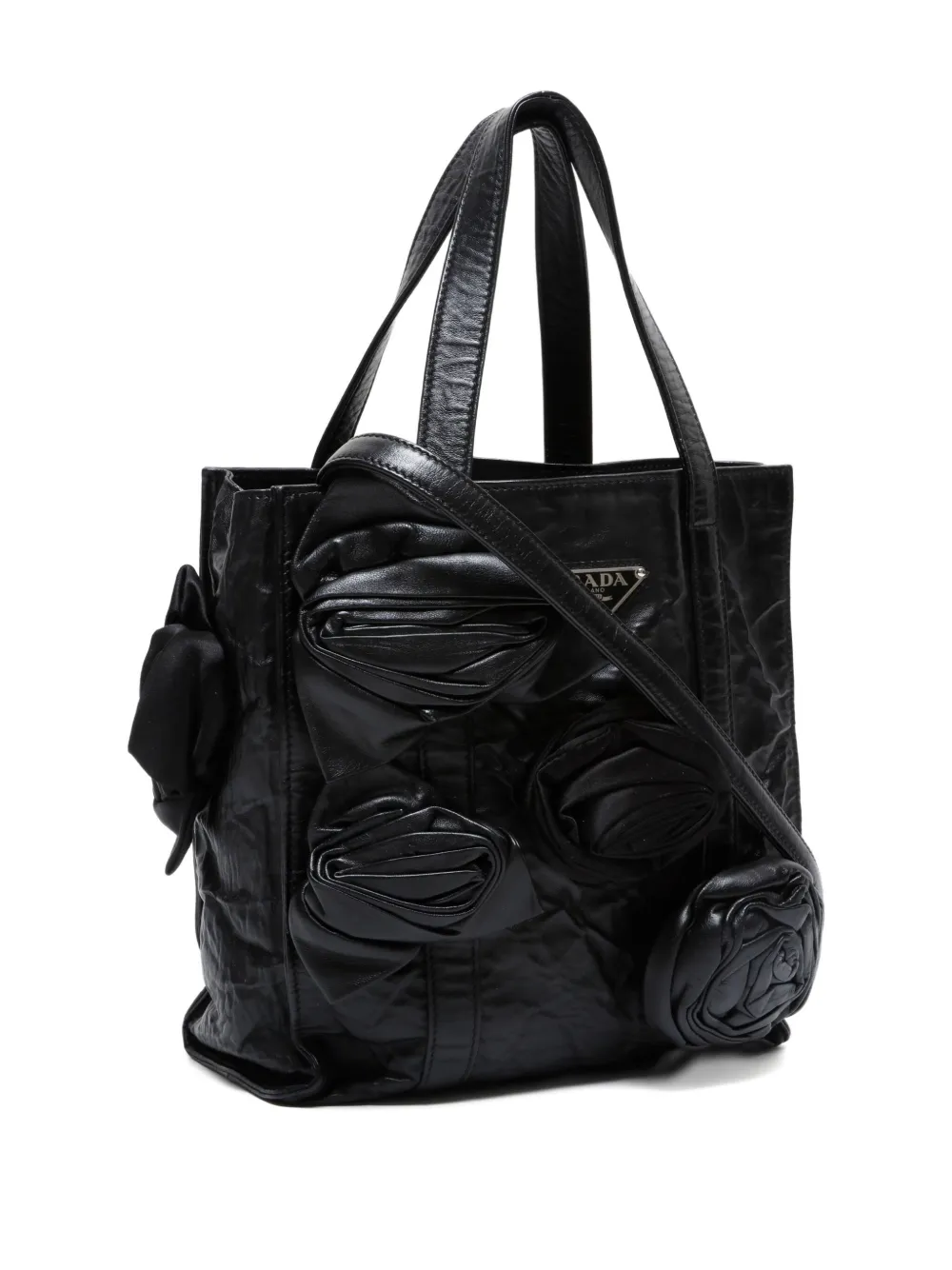 Pre-owned Prada 2000-2020s Flower Mini Bag In Black