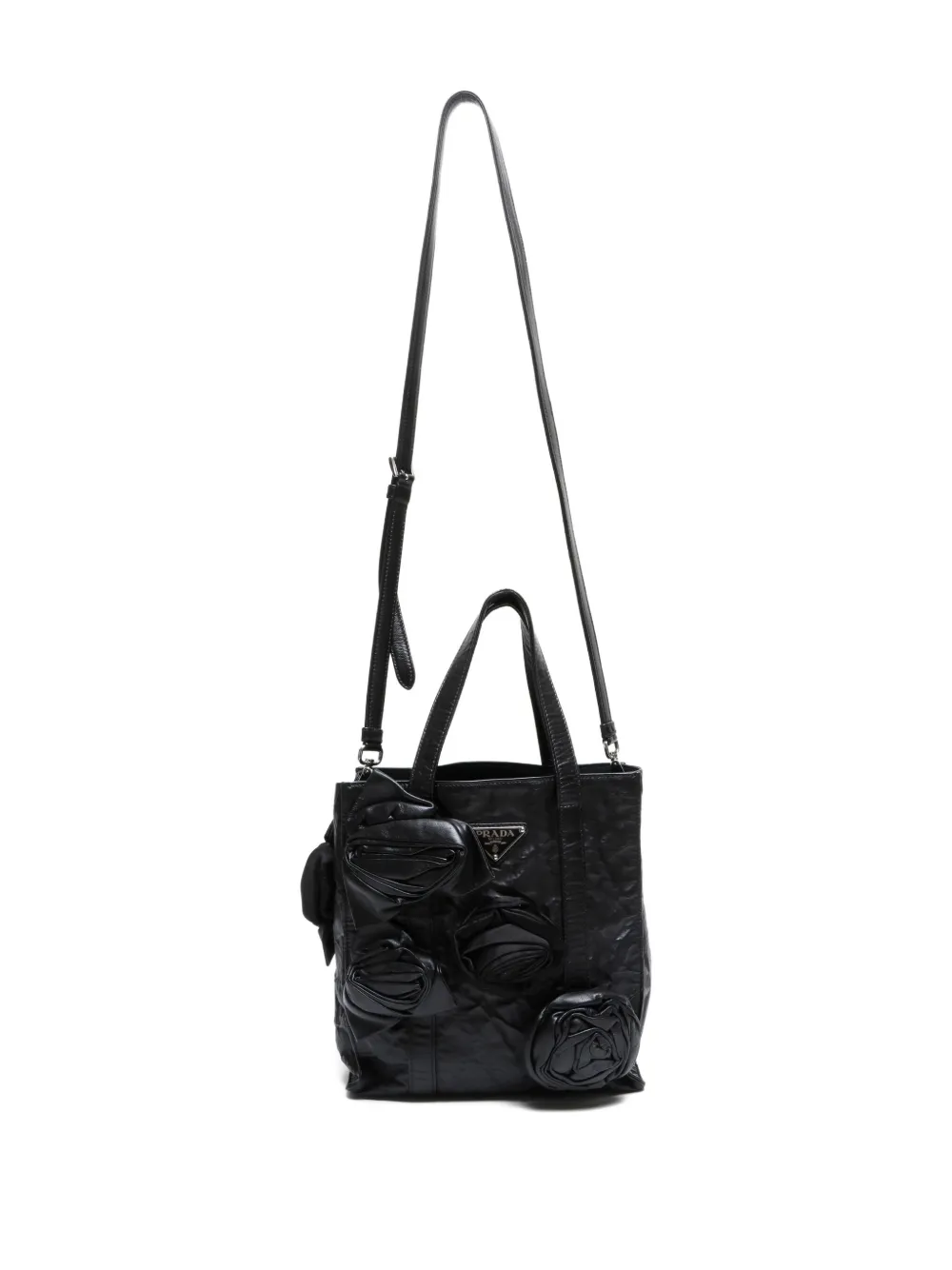 Pre-owned Prada 2000-2020s Flower Mini Bag In Black
