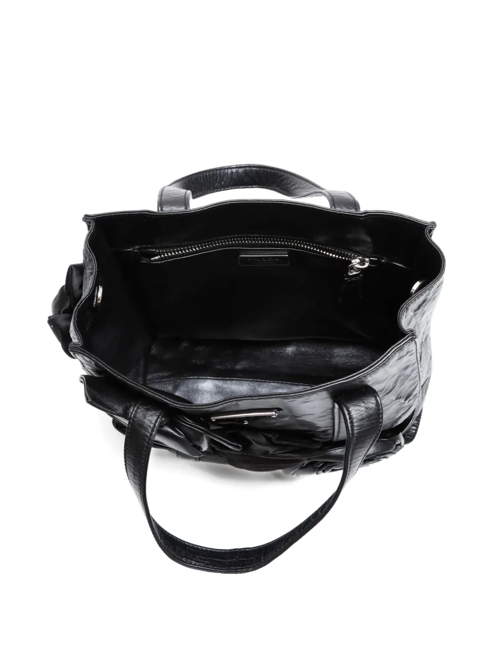 Pre-owned Prada 2000-2020s Flower Mini Bag In Black